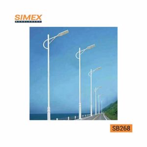 10m White Arched Arm Steel Street Lighting Poles | SIMEX Banglad